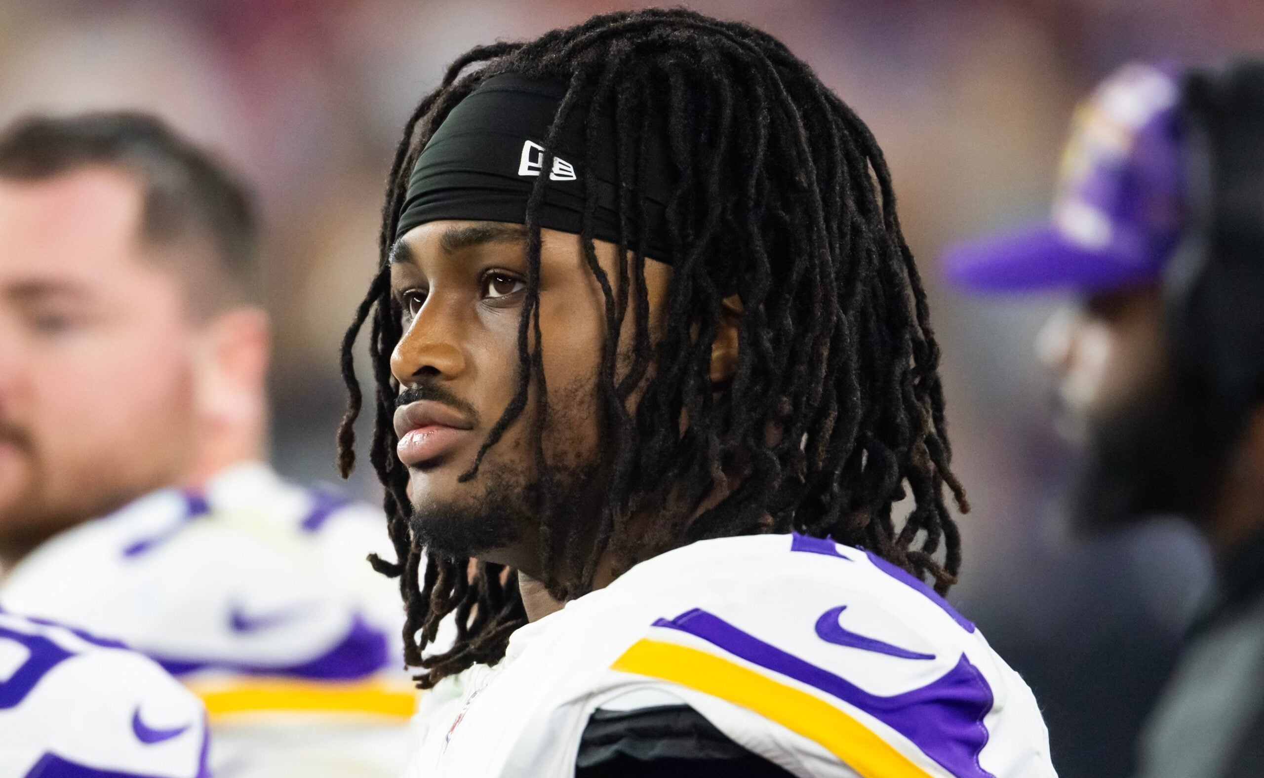 Dallas Turner lines up on defense during a playoff game against the Rams in Glendale.