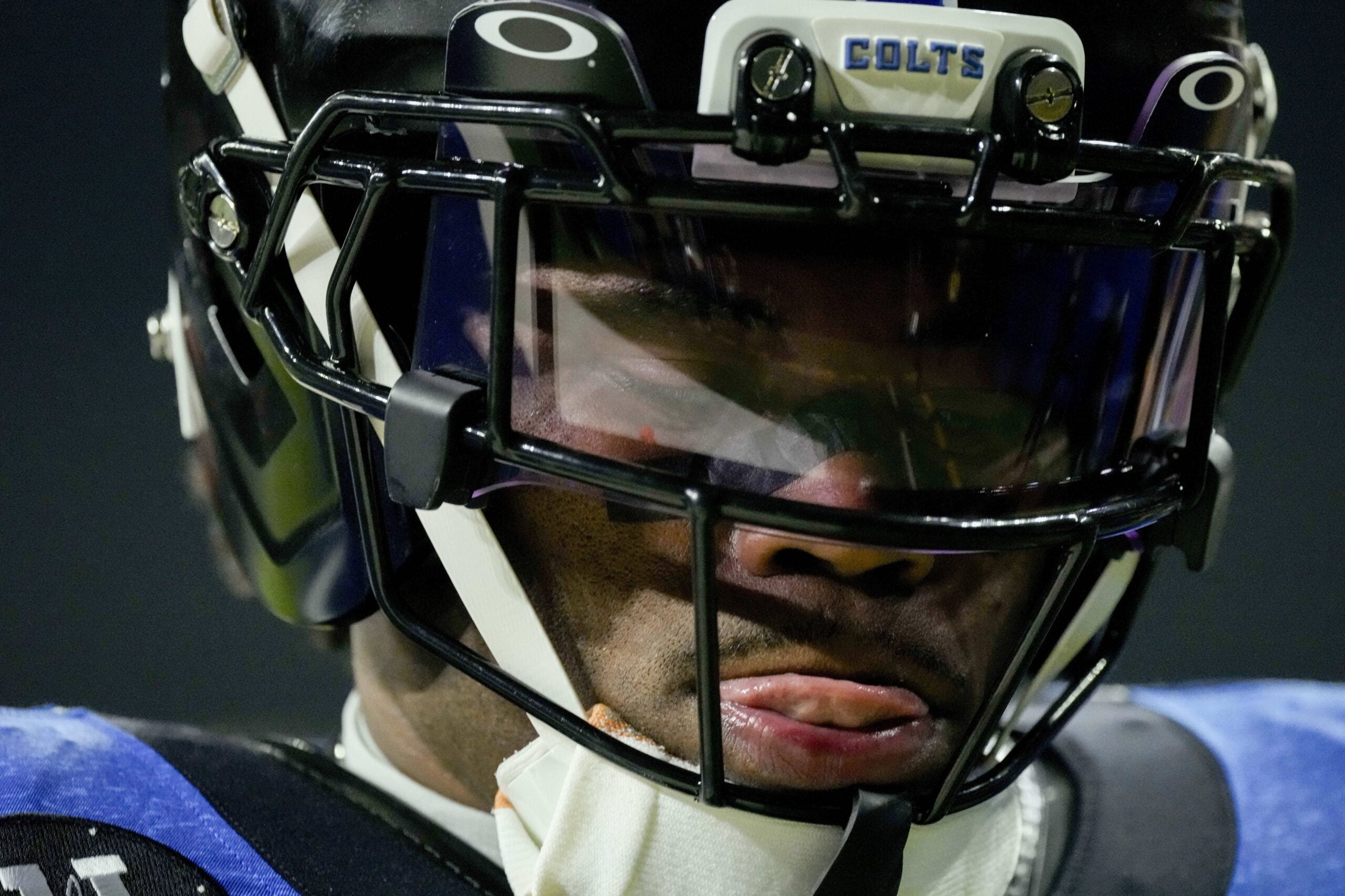 Kenny Moore II walks on the field during a Colts game against the 49ers at Lucas Oil Stadium.