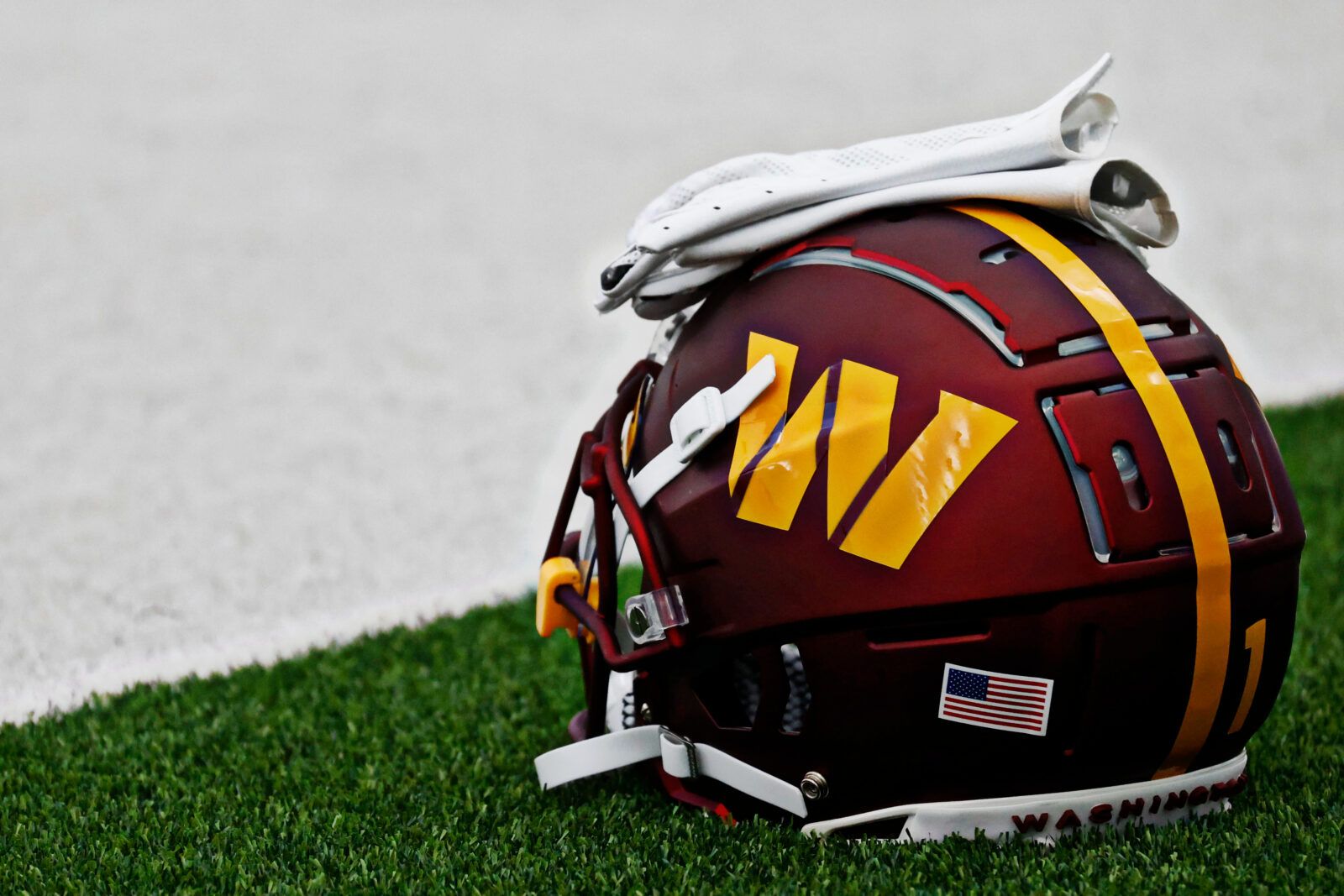 Washington Commanders helmet during offseason activities