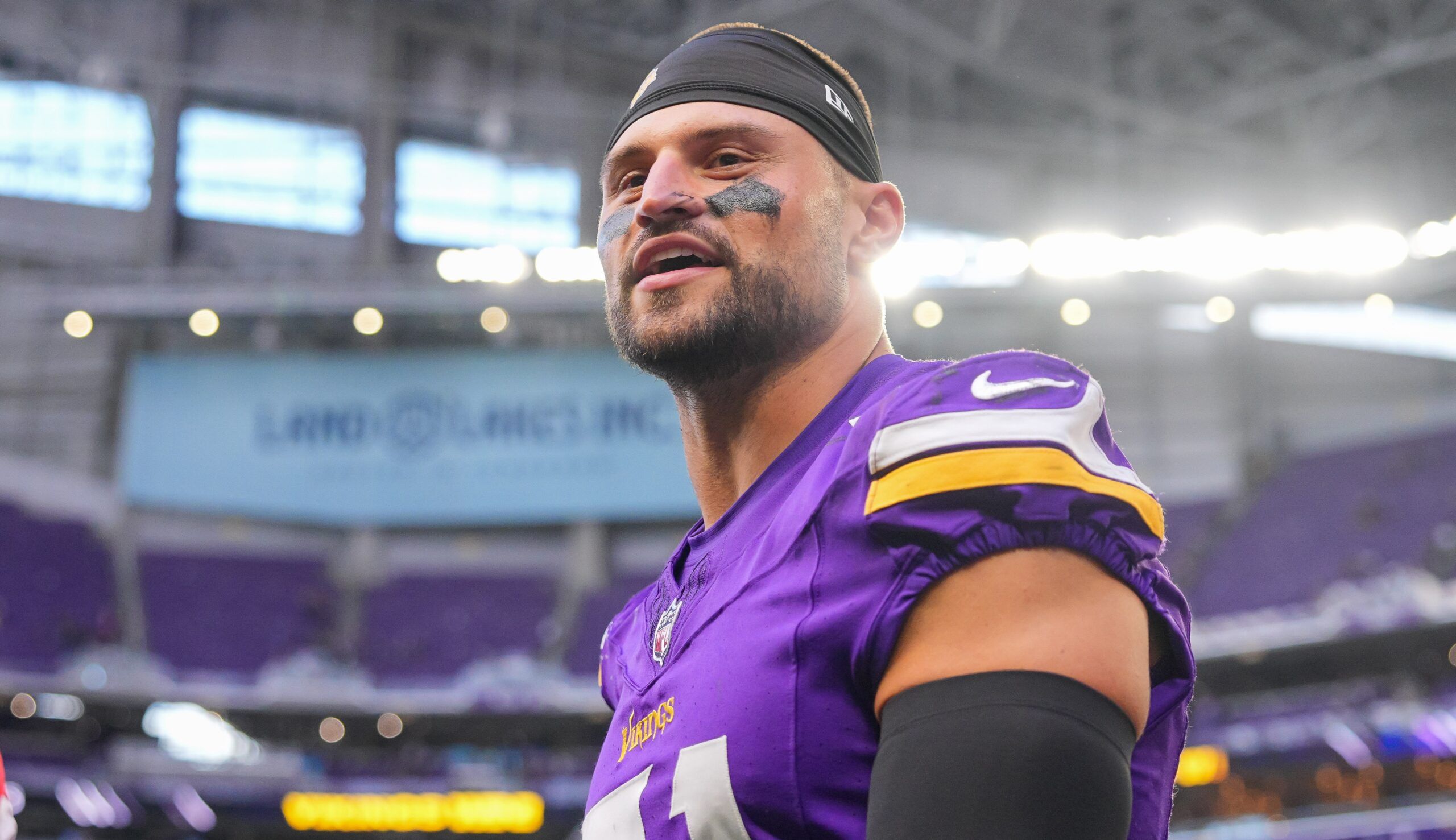 Blake Cashman after the Vikings’ preseason game against the Raiders at U.S. Bank Stadium.