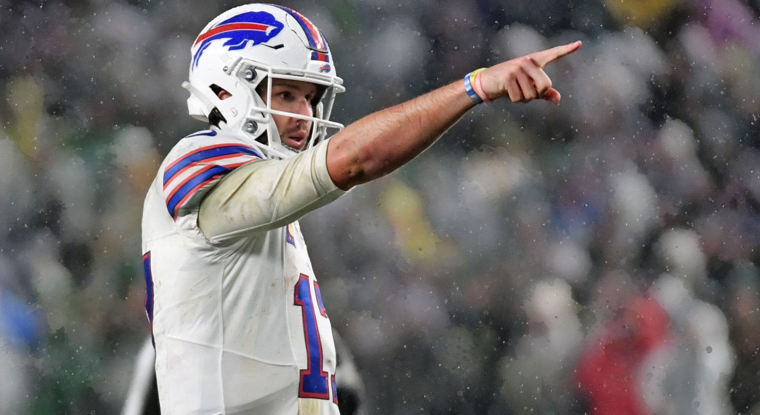 Josh Allen lines up against the Eagles at Lincoln Financial Field.