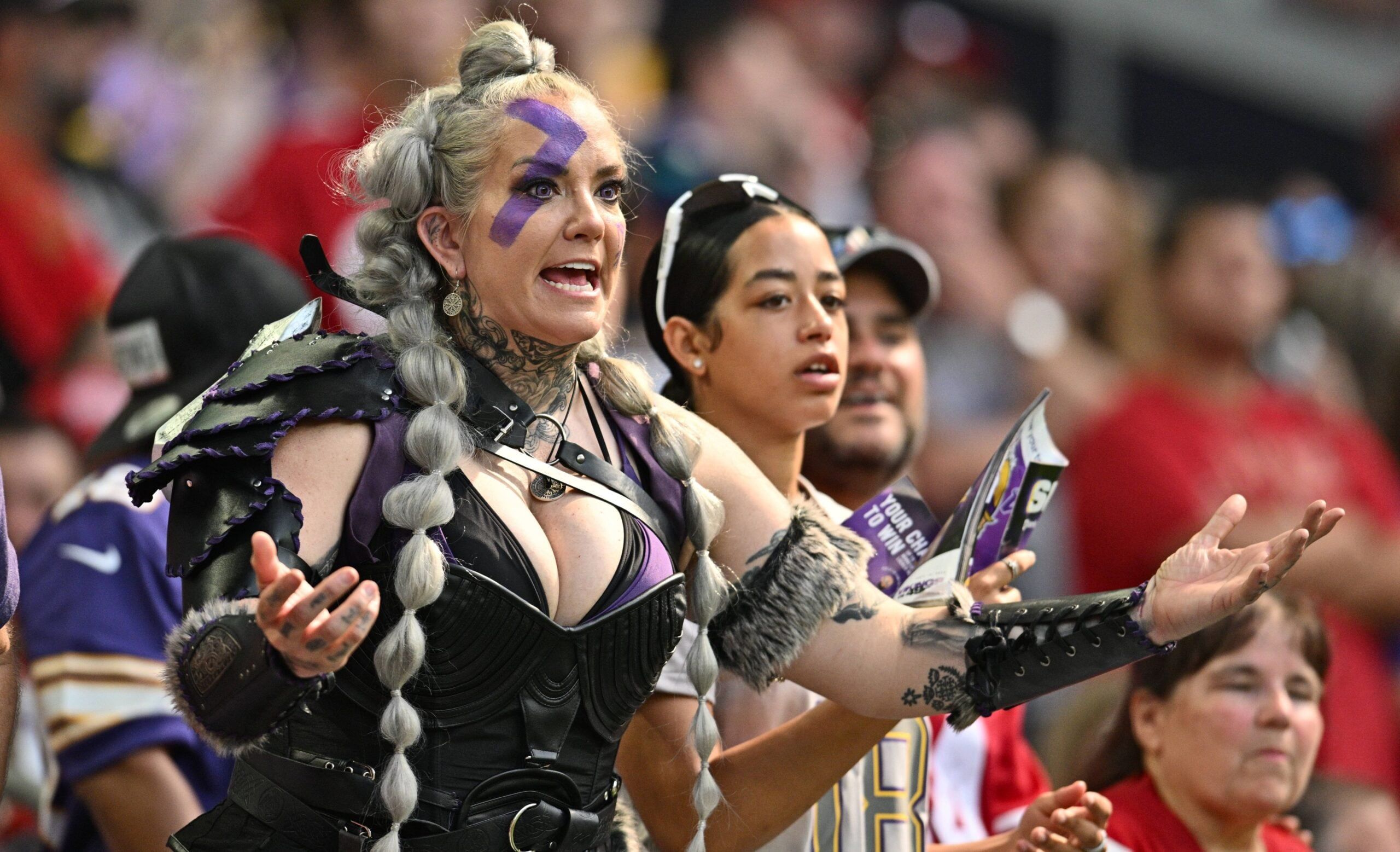Vikings fans cheer during a game against the San Francisco 49ers at U.S. Bank Stadium.