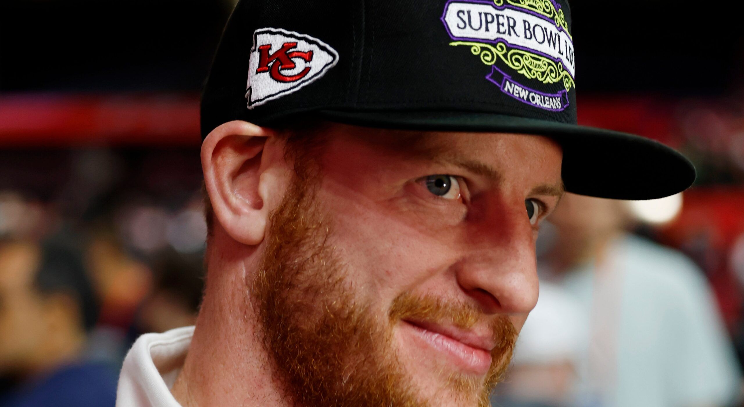 Carron Wentz in 2025 before his Chiefs lost the Super Bowl