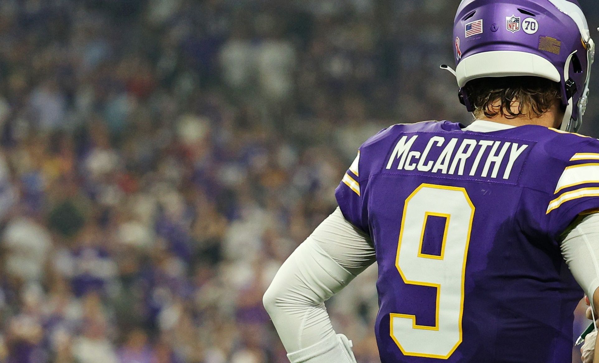 Vikings QB J.J. McCarthy in his second-ever start.