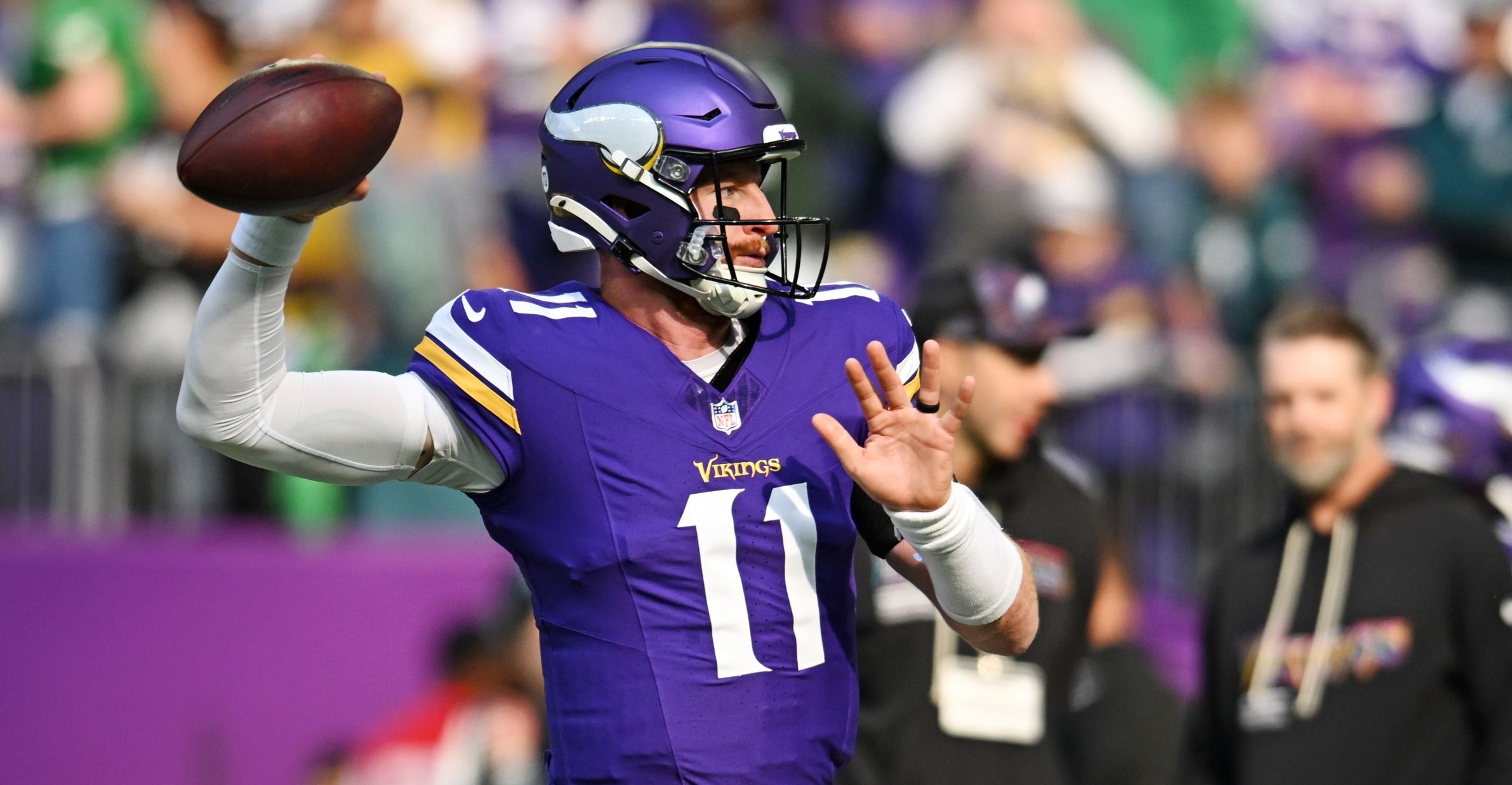 Week 7 of 2025, Vikings QB Carson Wentz against the Eagles.