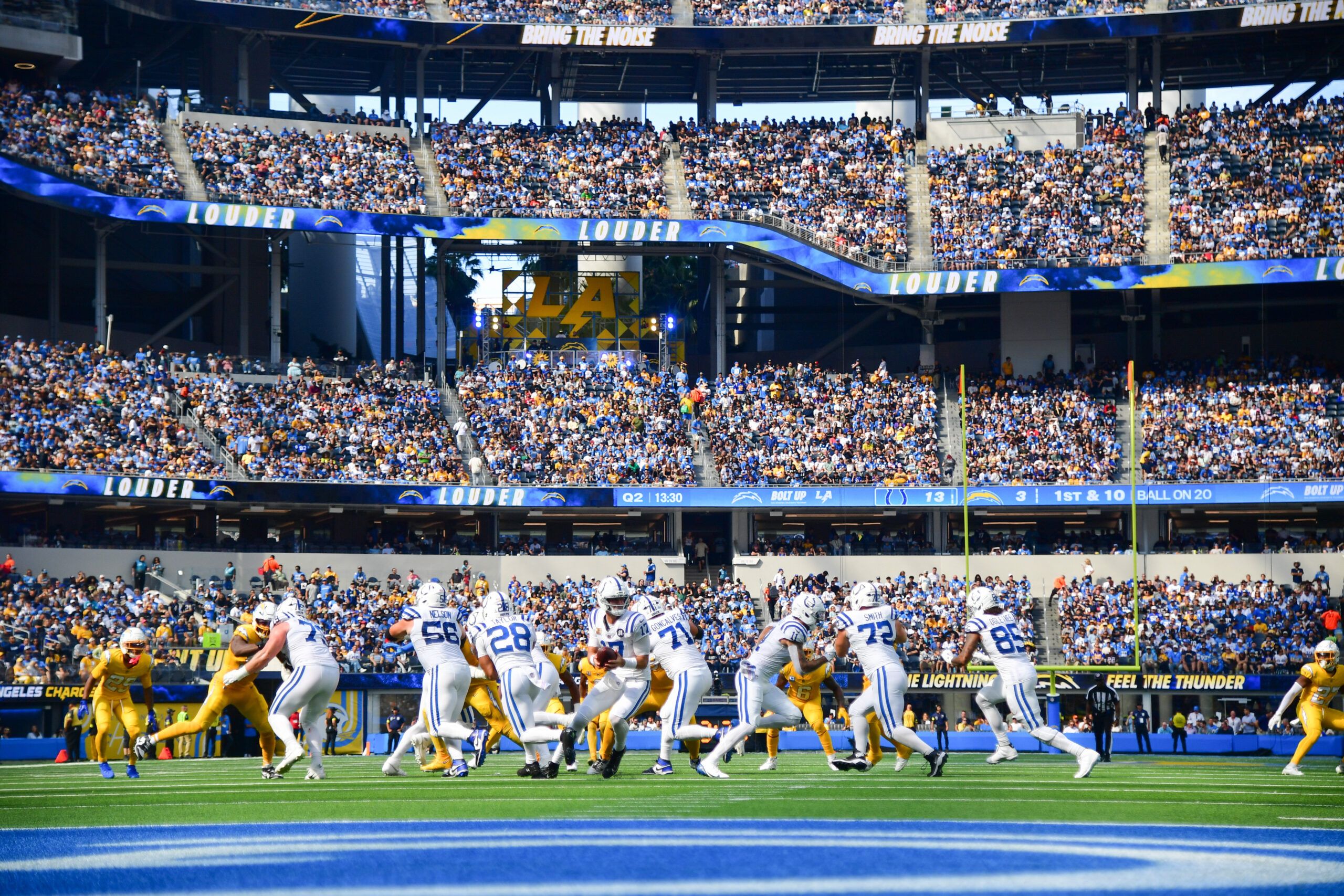 Colts QB Daniel Jones in 2025 against the Chargers