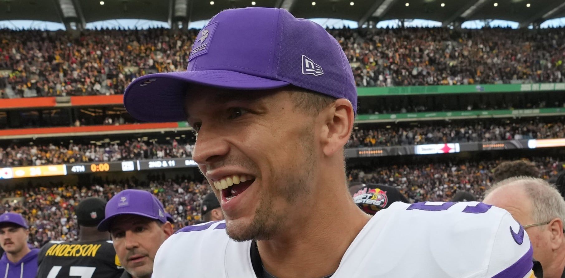 Vikings QB Desmond Ridder in 2025 in Dublin