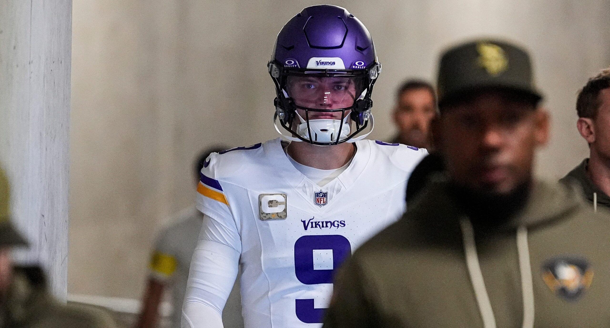 Vikings QB J.J. McCarthy at the Detroit Lions in Week 9 of 2025