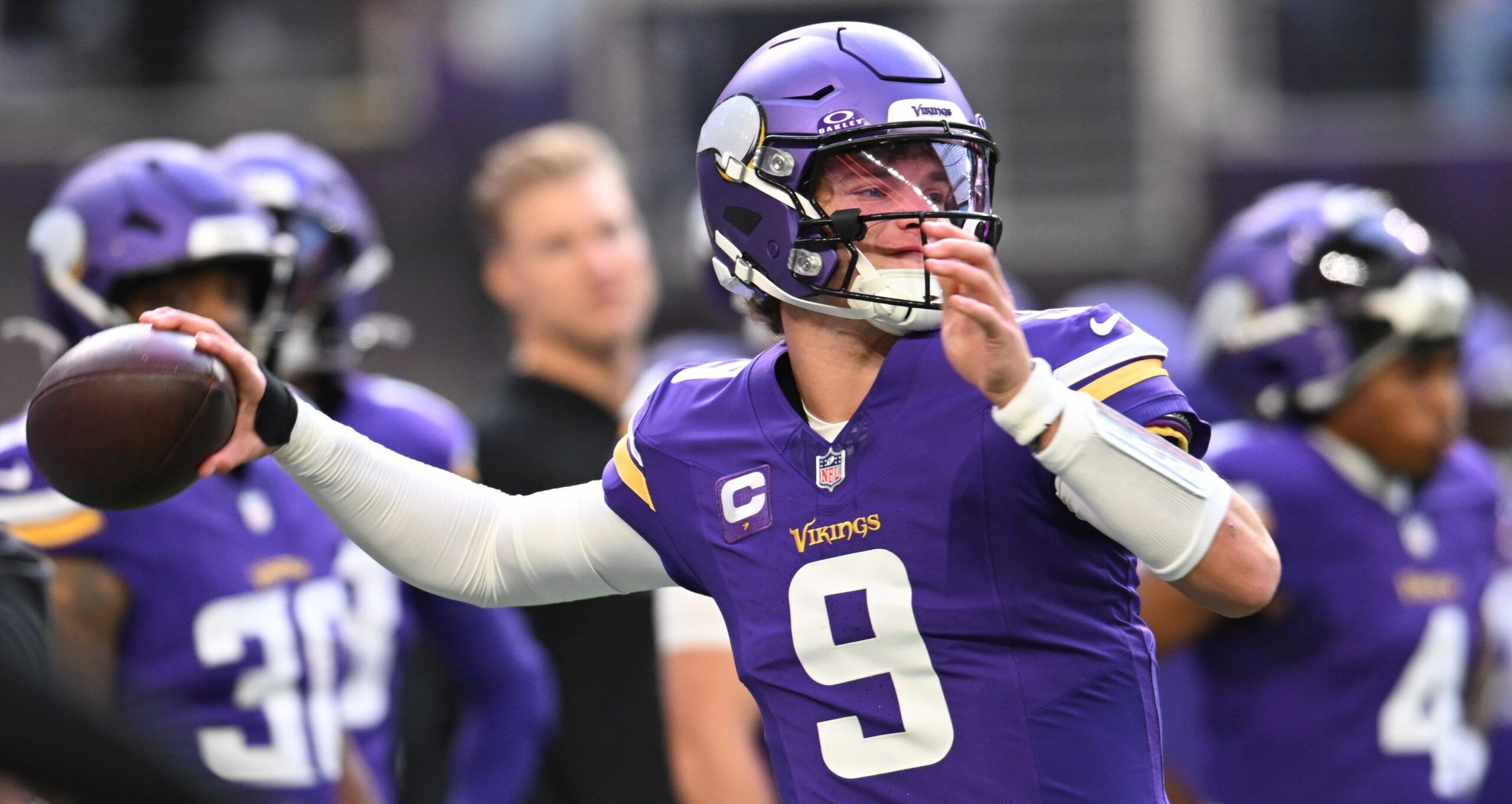 Vikings QB J.J. McCarthy against the Bears in 2025 in Week 11.