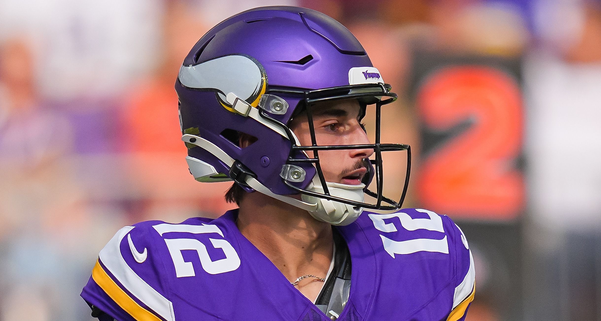 Vikings QB Max Brosmer in the 2025 preseason.