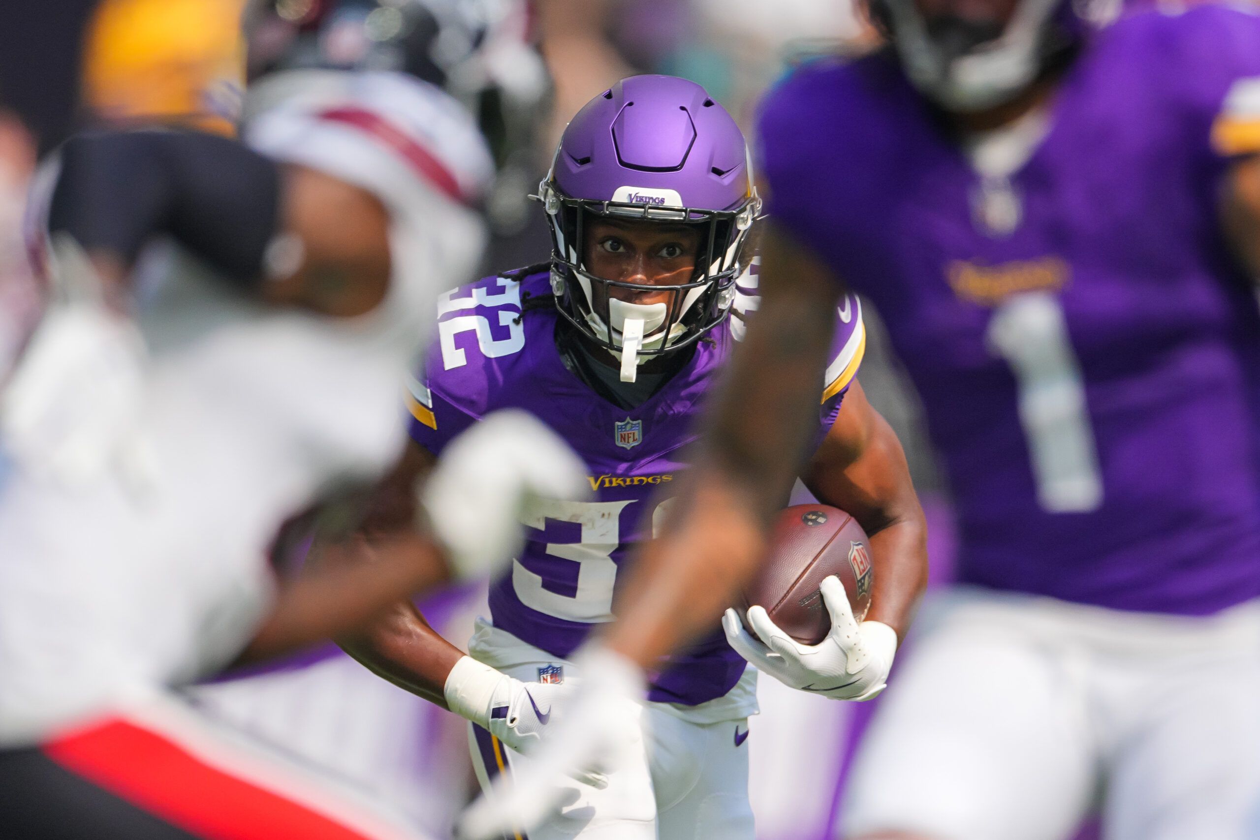 Vikings RB Ty Chandler in the 2025 preseason.