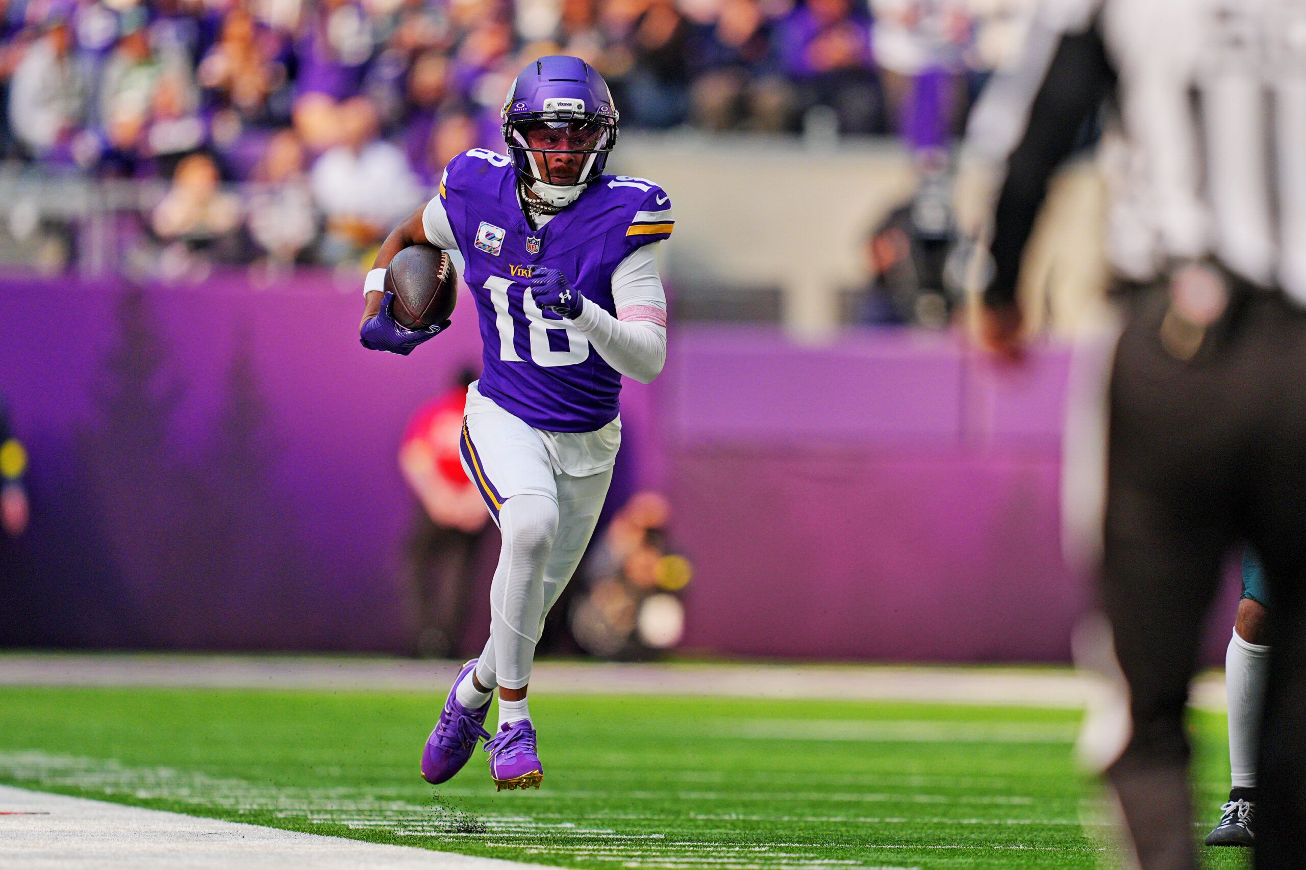 Vikings WR Justin Jefferson against the Eagles in 2025.