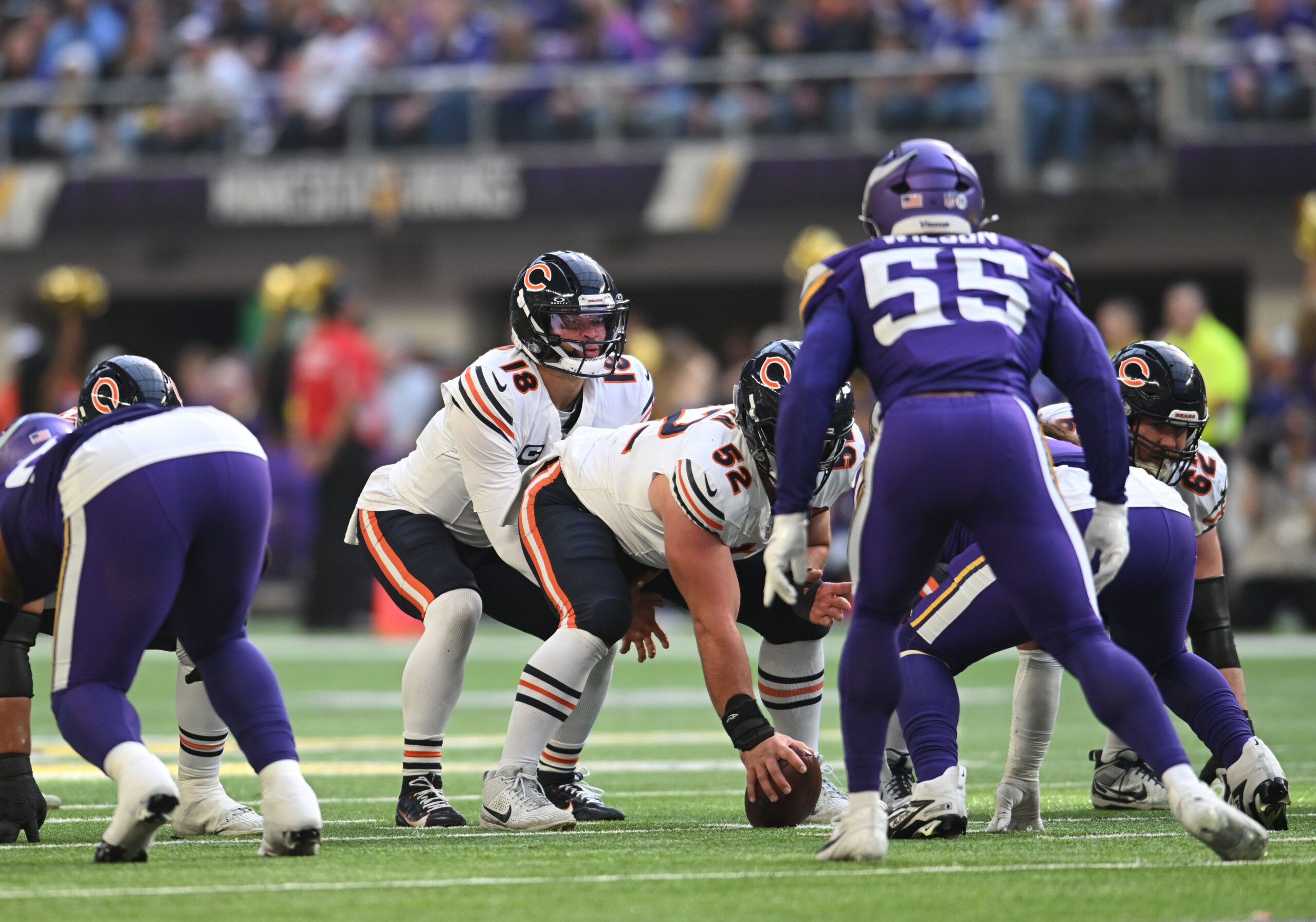 Bears QB Caleb Williams against the Vikings in 2025