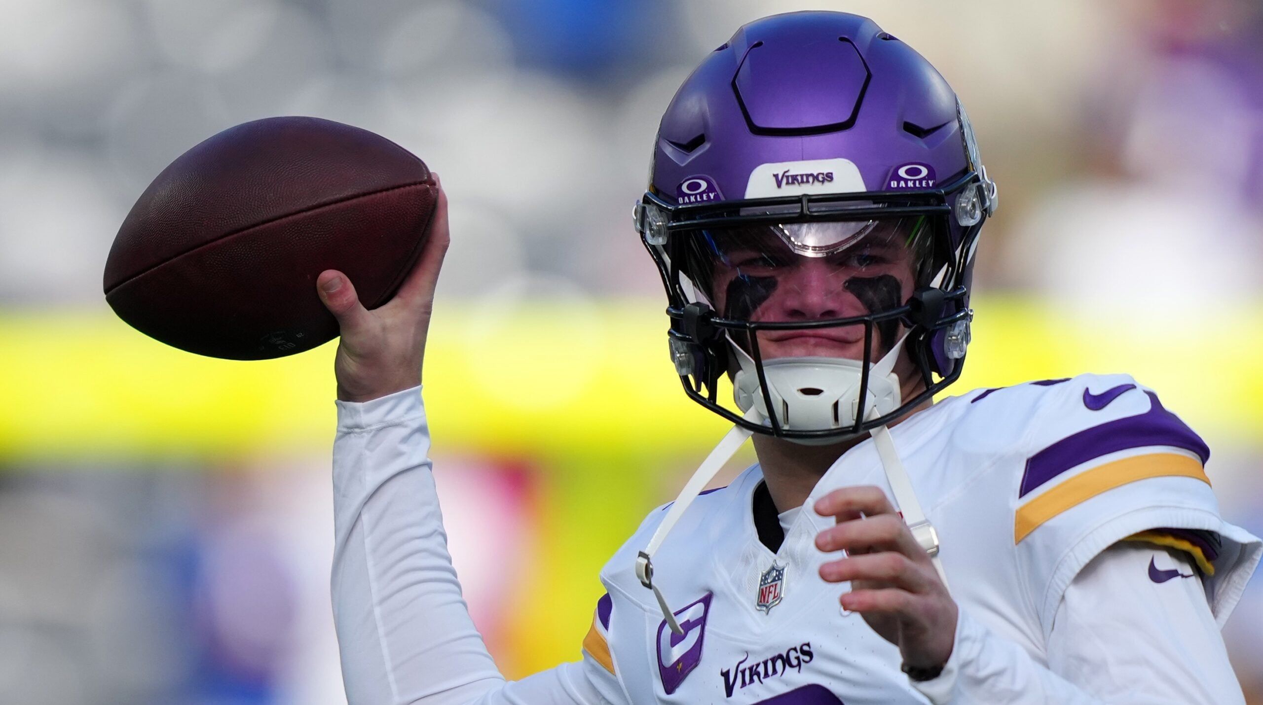 Vikings QB J.J. McCarthy against the Giants in 2025