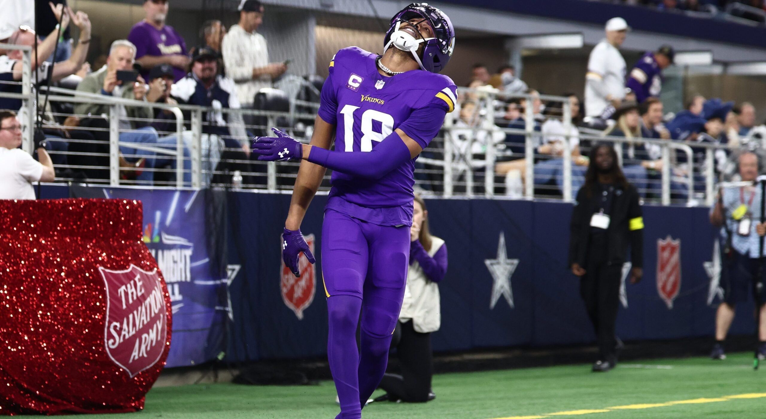 Vikings WR Justin Jefferson at Dallas in 2025