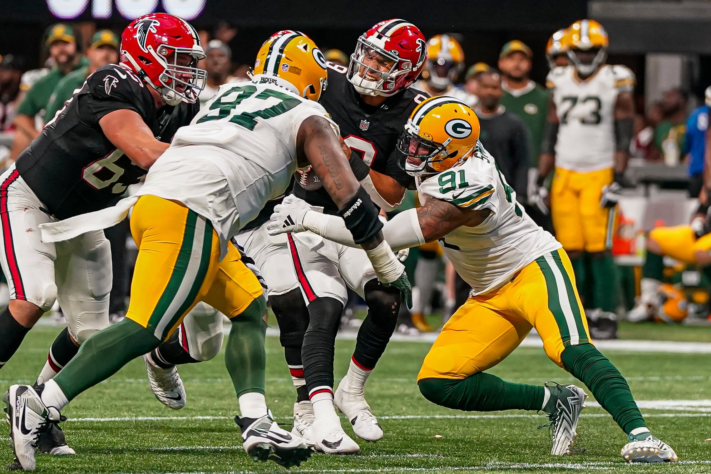 Falcons QB Desmond Ridder against the Packers in 2023