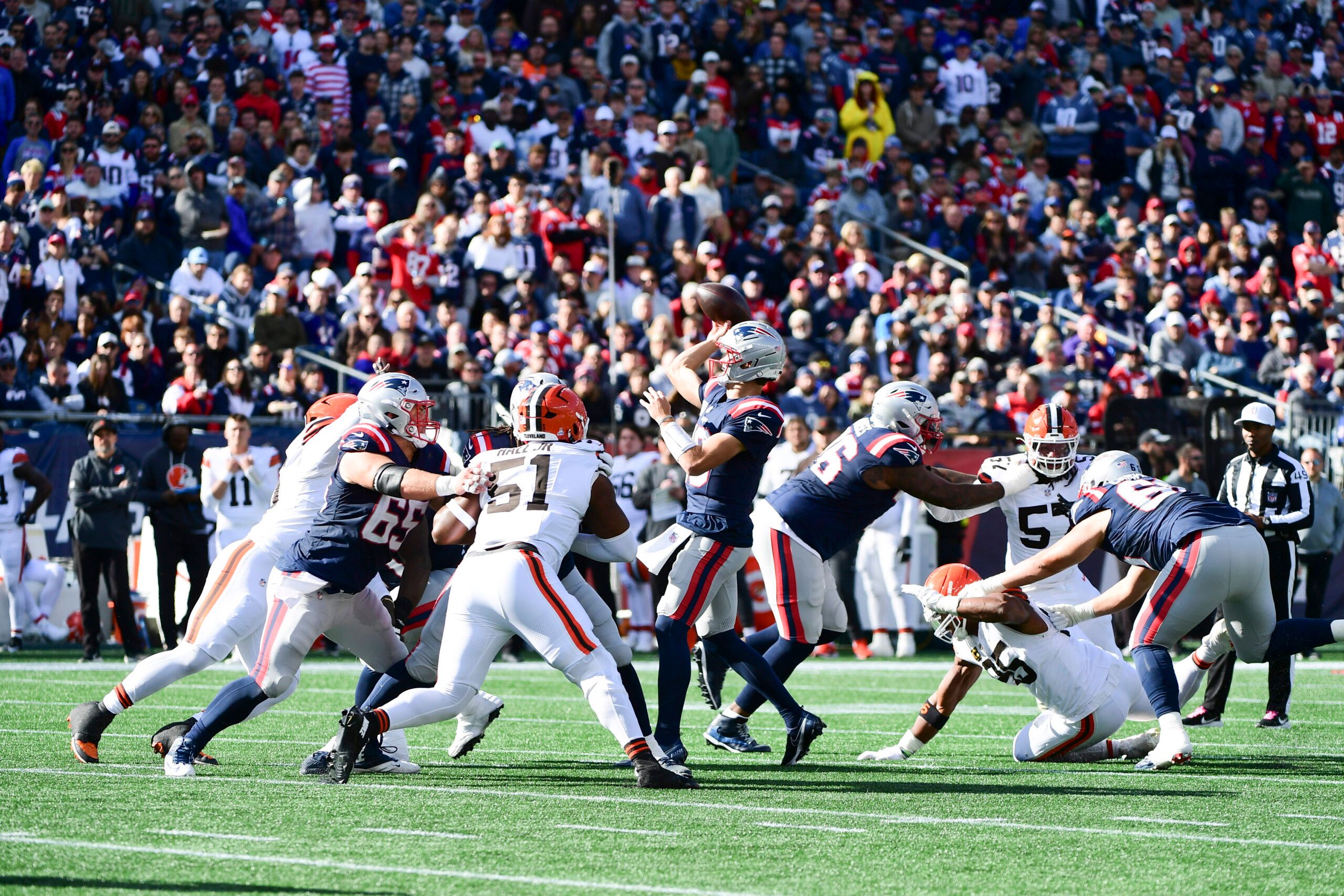 Patriots QB Drake Maye in October 2025