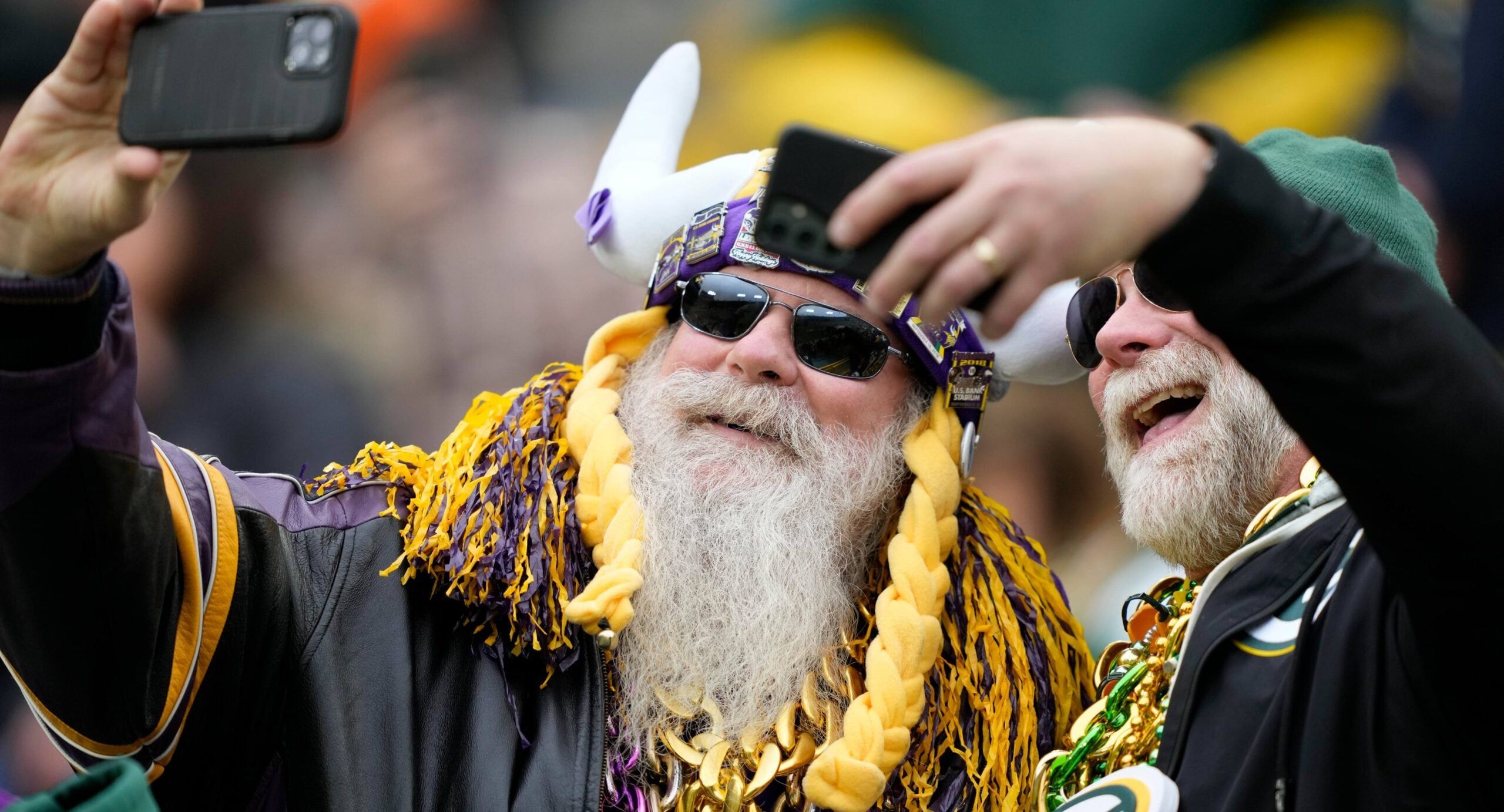 A Vikings fans at Lambeau Field in 2025.