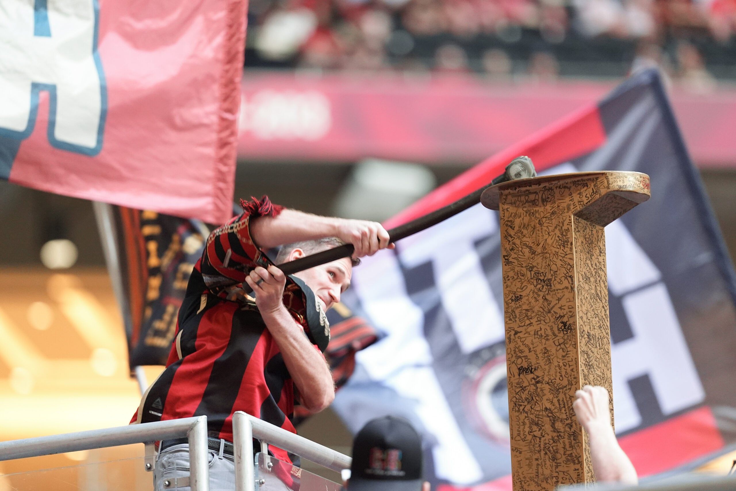 Falcons QB Kirk Cousins in the spring of 2024 at a soccer game.