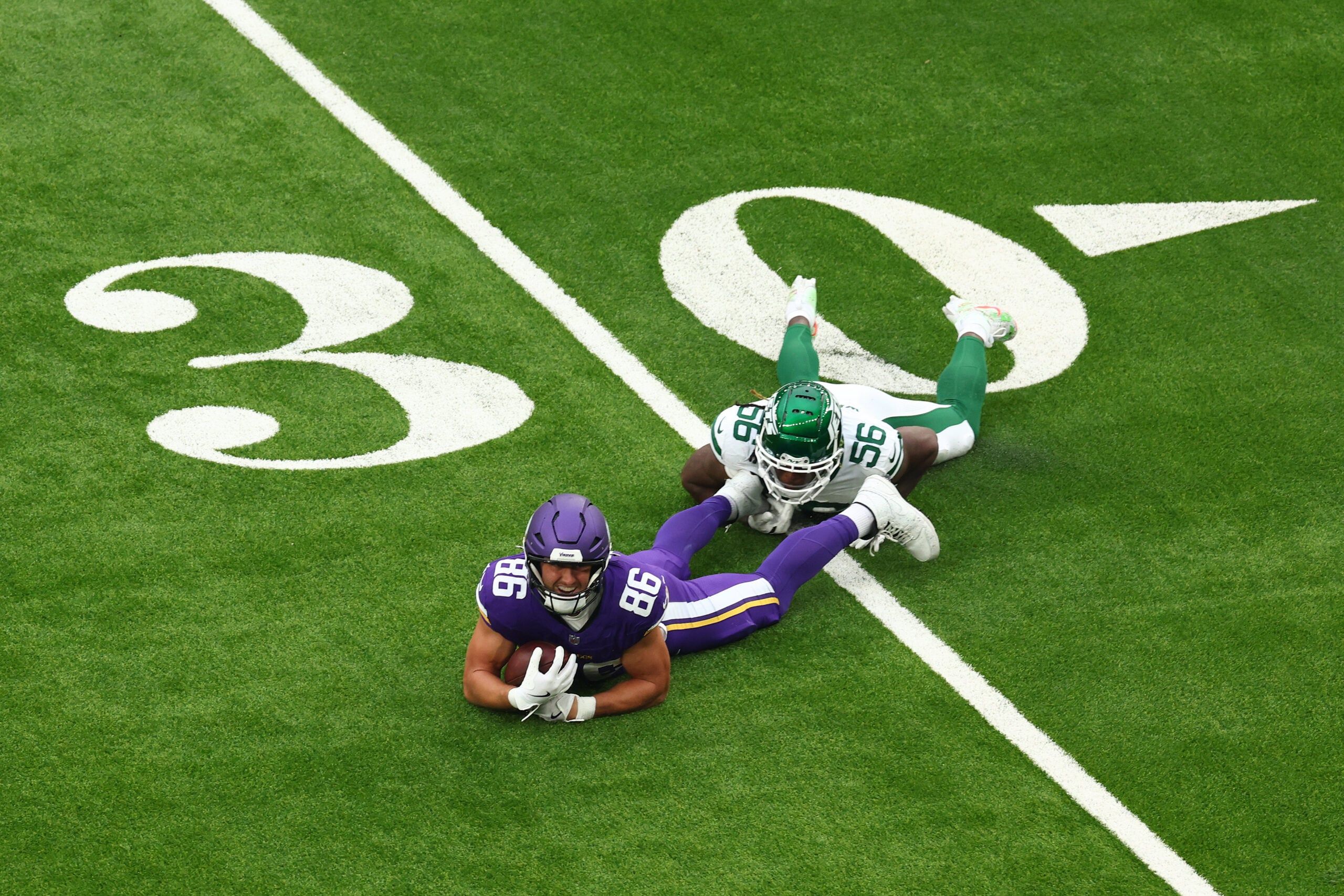 Vikings TE Johnny Mundt in 2024 against the Jets