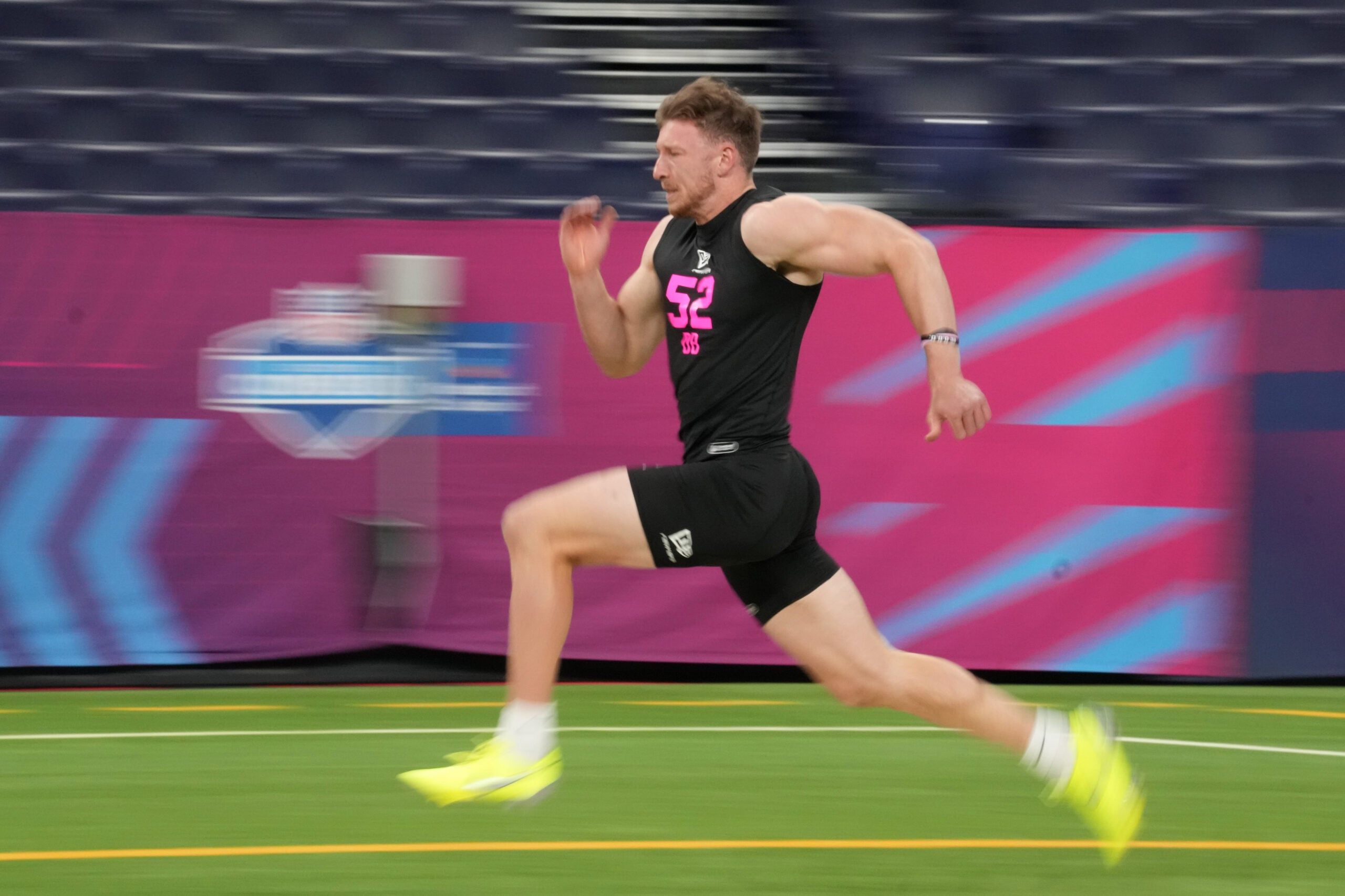 Dillon Thieneman participates in drills at the NFL Scouting Combine