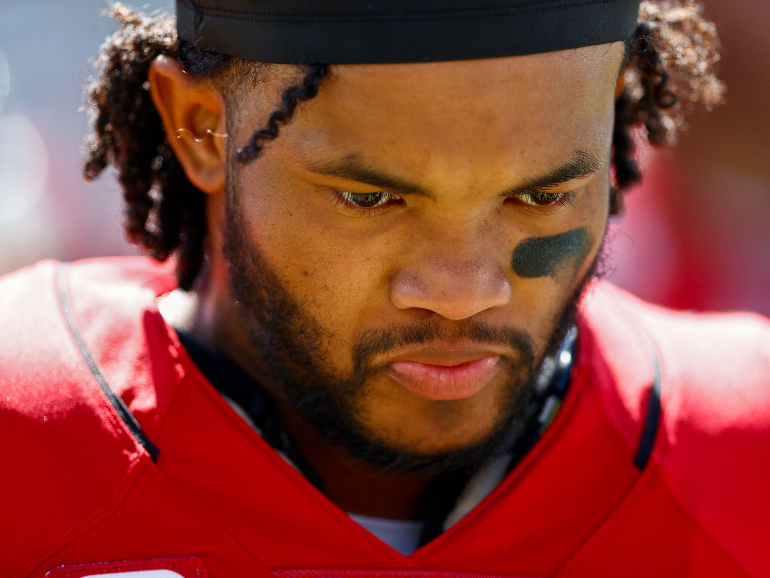 Kyler Murray looks on from the field during a game against the Jacksonville Jaguars at TIAA Bank Field.