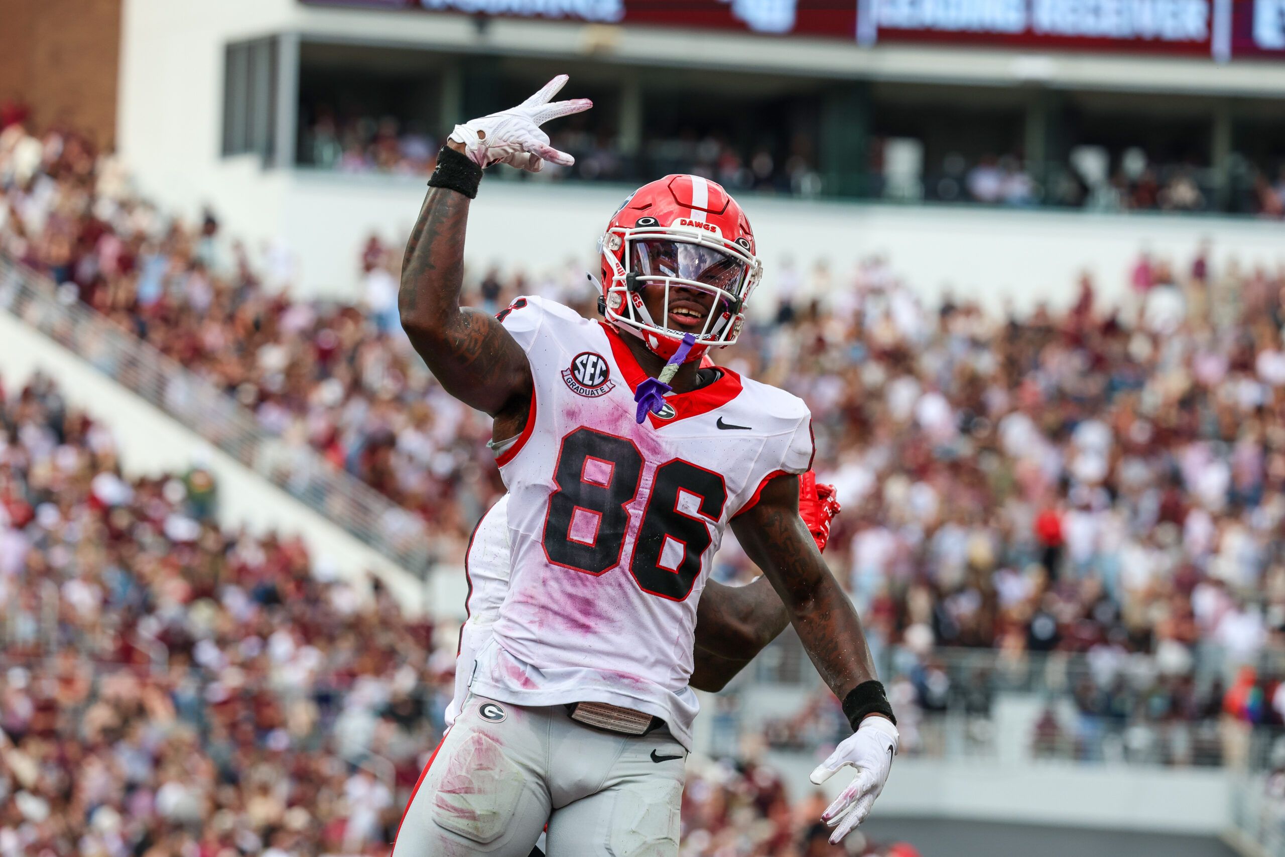 Georgia WR Dillon Bell against the Bulldogs in 2025