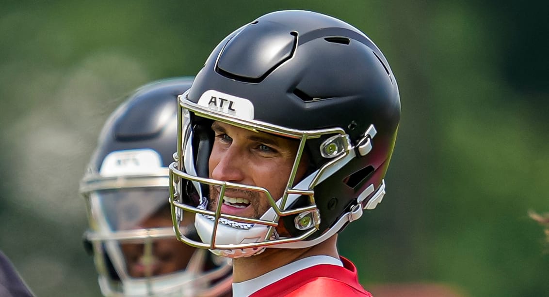 Kirk Cousins at minicamp in 2025.