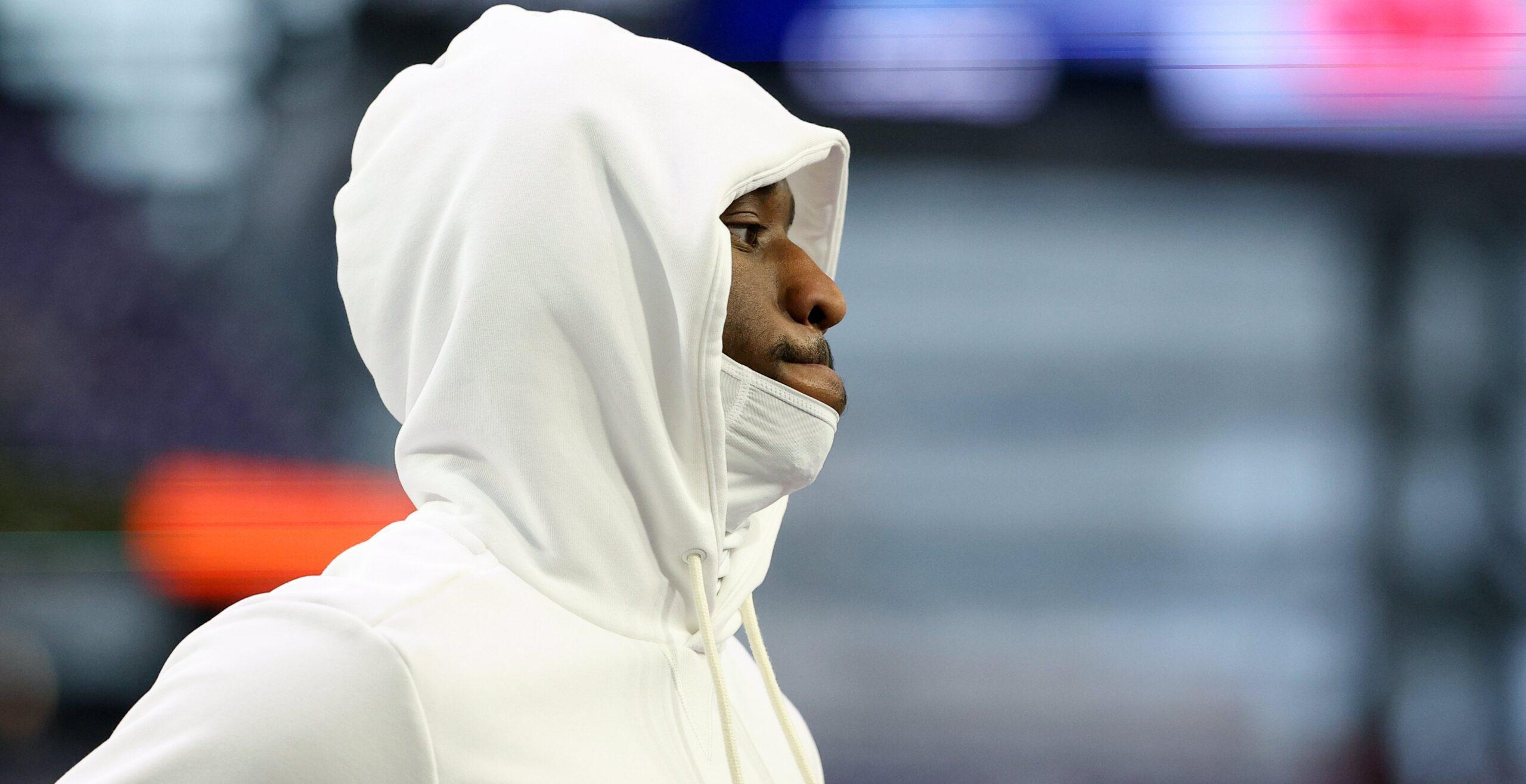 Jordan Addison during Vikings warmups at U.S. Bank Stadium