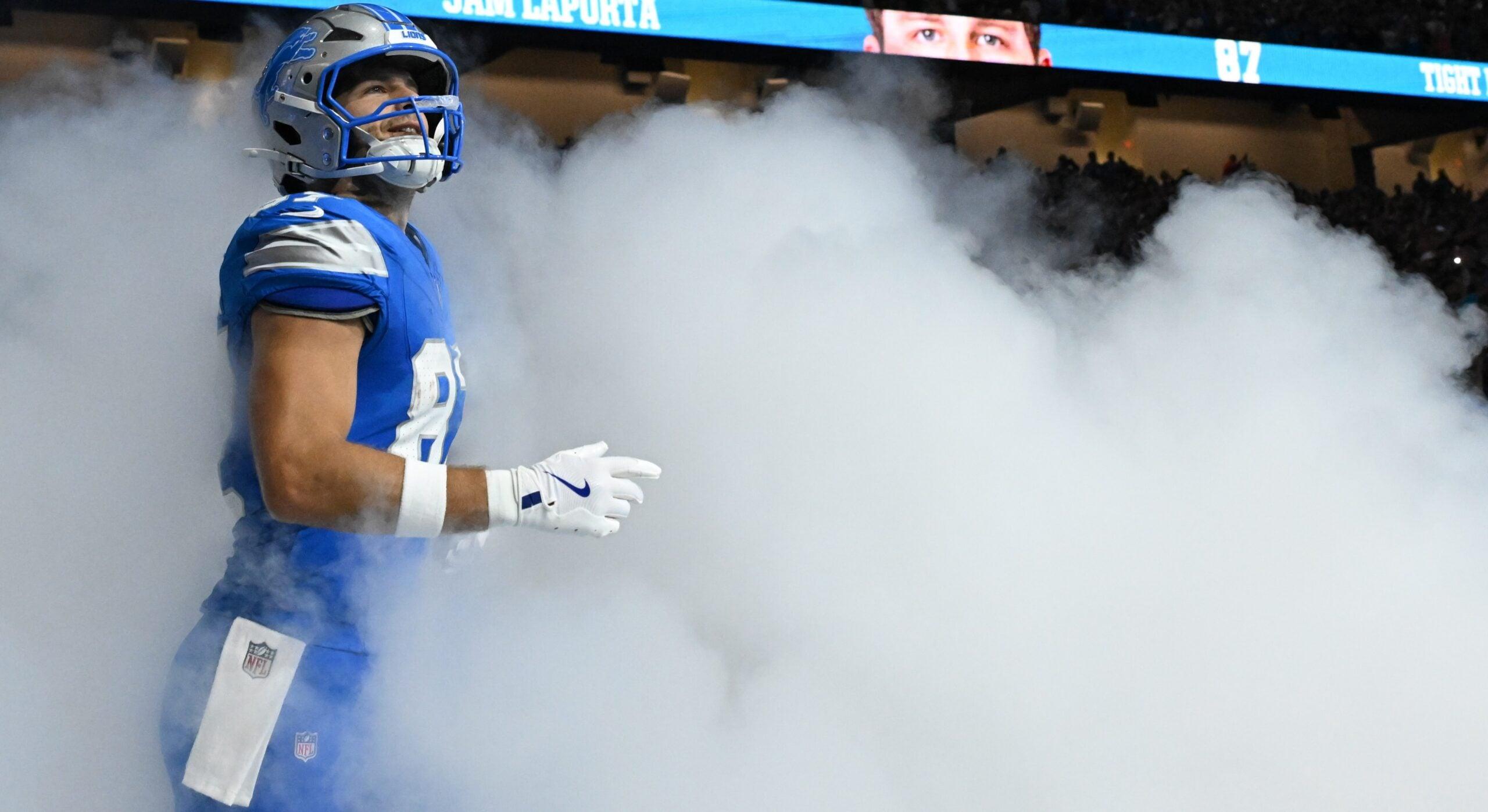 Lions TE Sam Laporta against the Bears in 2025