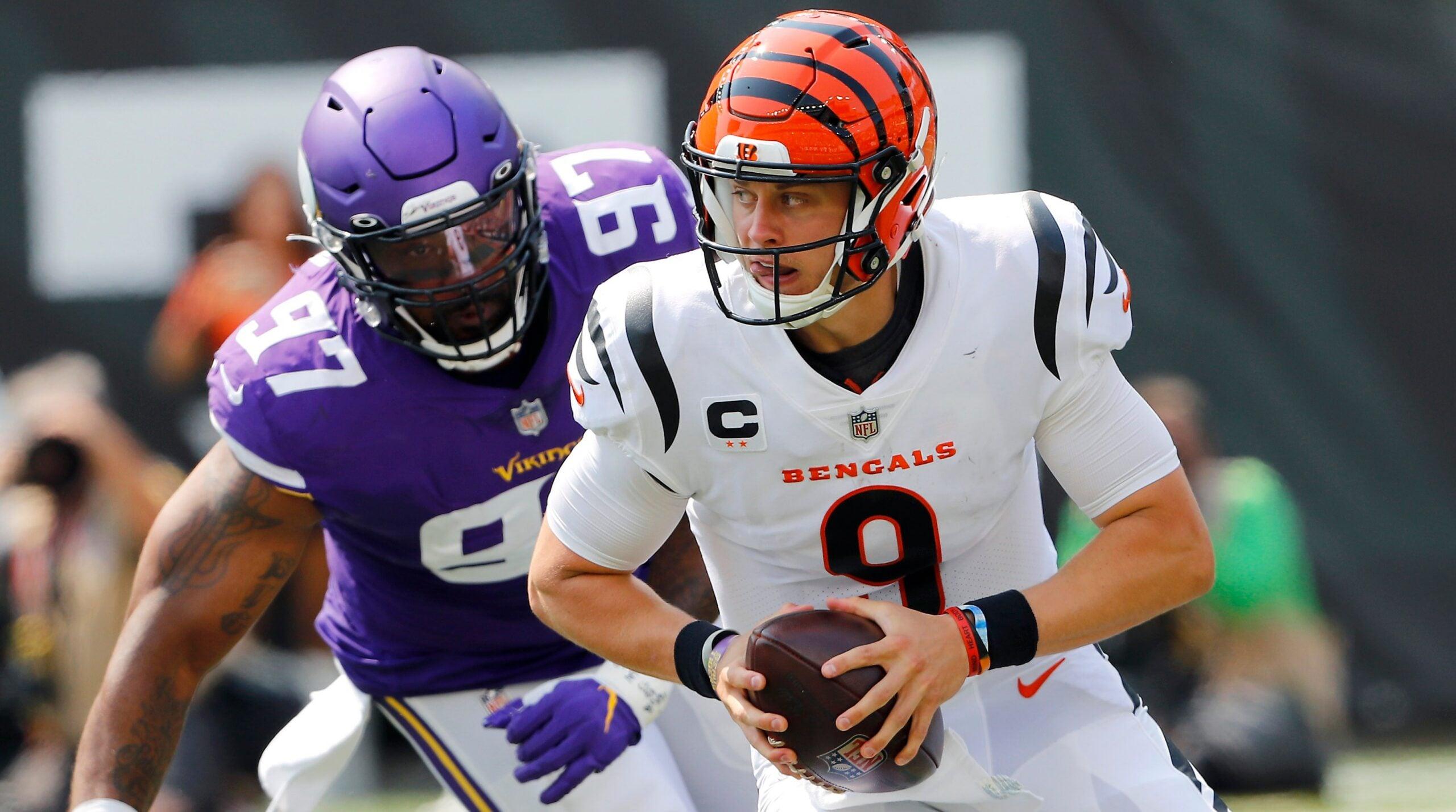 Bengals QB Joe Burrow gainst the Vikings in 2021