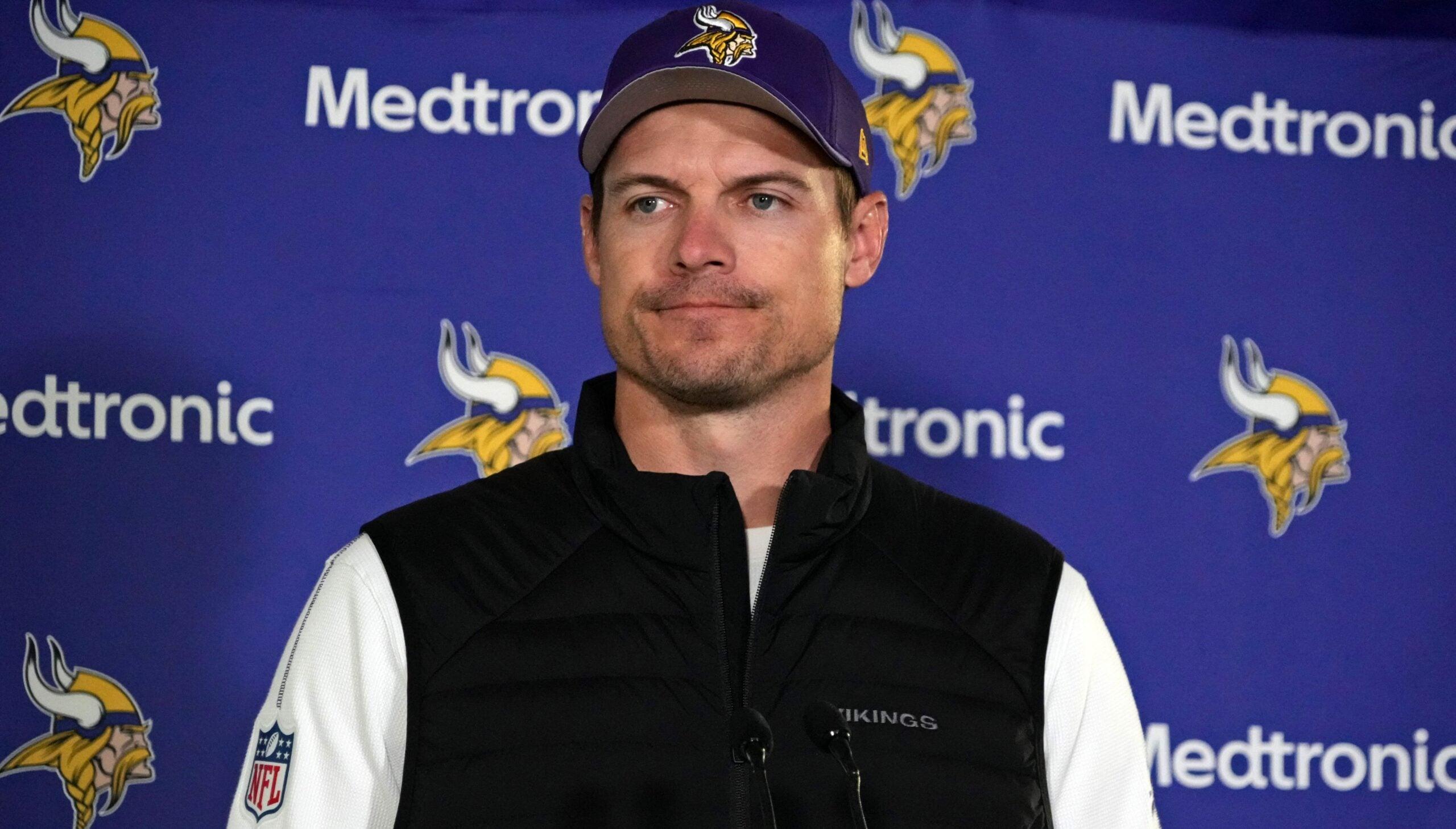 Kevin O’Connell watches practice at The Grove in England as the Minnesota Vikings prepare for their London game against the New York Jets.