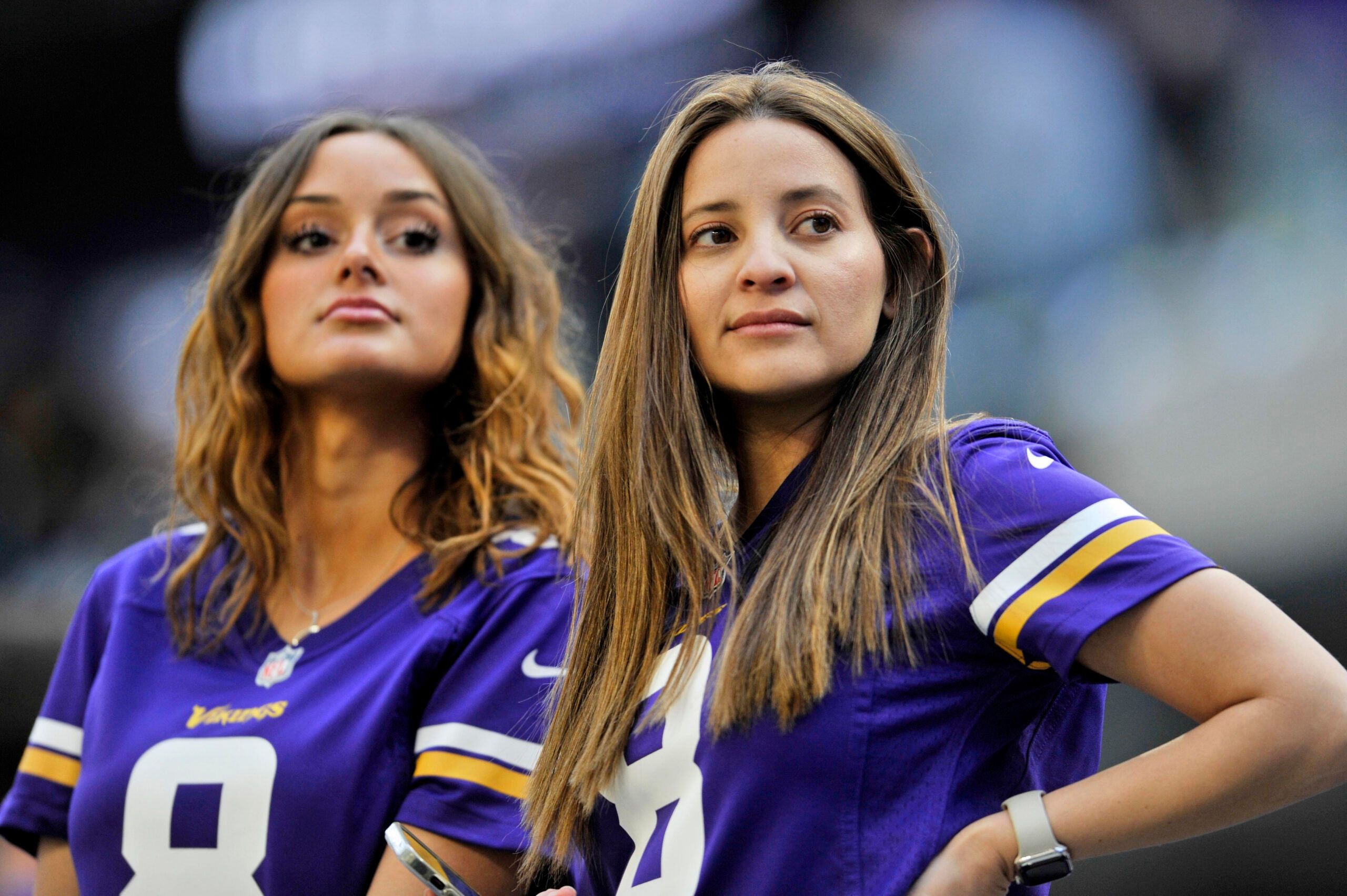 Vikings fans in the stands before a playoff game against the Giants.
