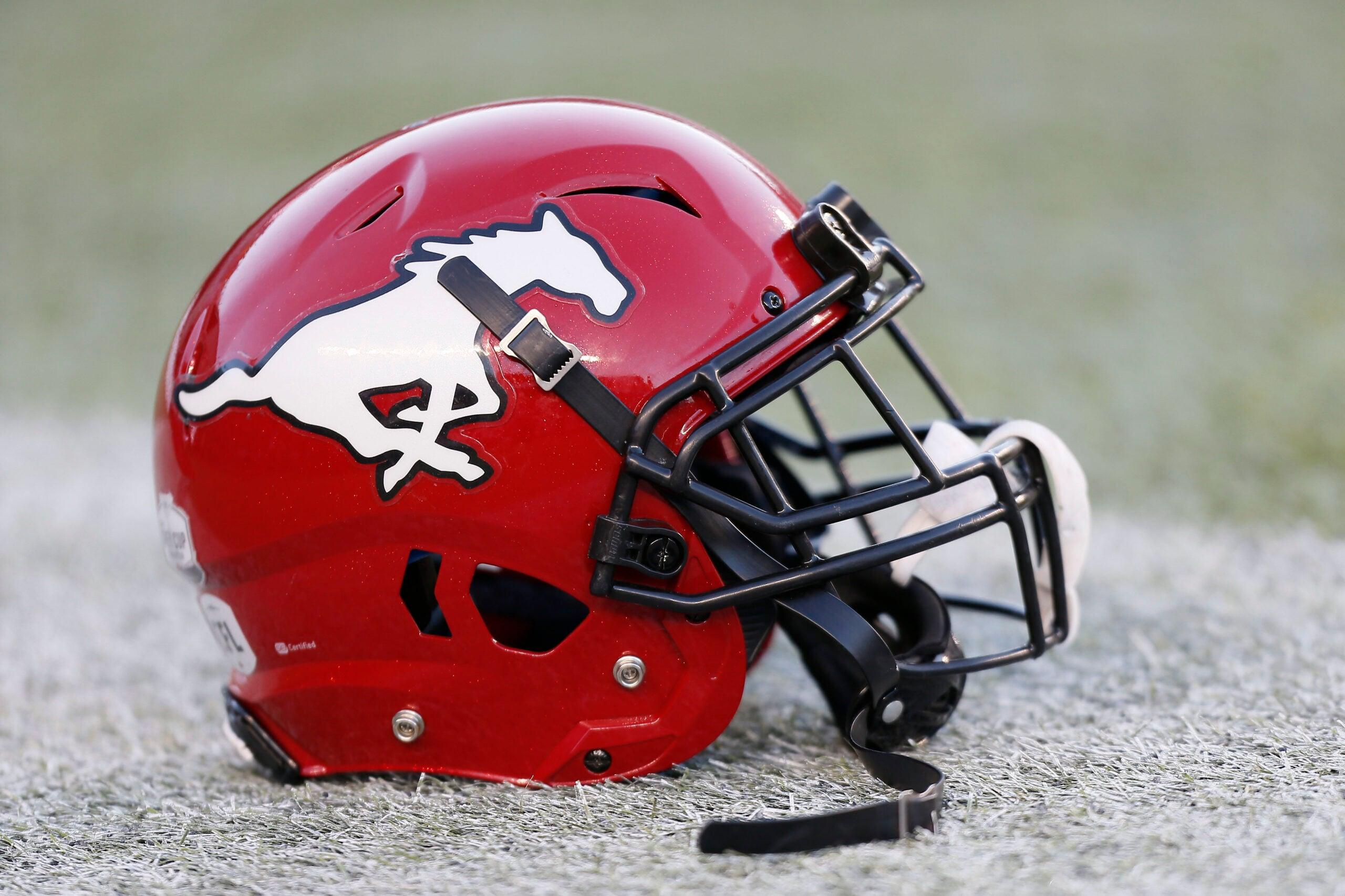 A UFL Calgary Stampeders helmet in 2018
