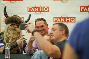 Gruben and coach Zimmer at the FanHQ event last month