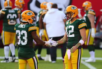 Aaron Rodgers and Aaron Jones