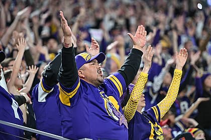 Vikings fans react during a home game against the Patriots.
