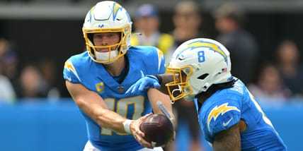 Chargers QB and RB Justin Herbert and Omarion Hampton in 2025