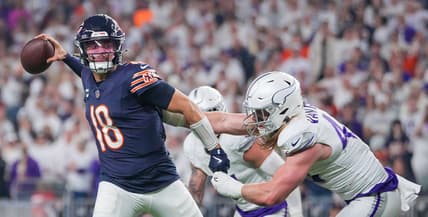 Caleb Williams and Andrew Van Ginkel in 2024. Vikings vs. Bears.