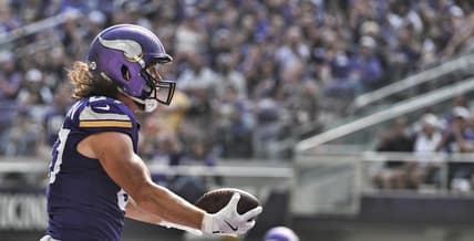 Vikings TE T.J. Hockenson in a win over the Bengals in 2025