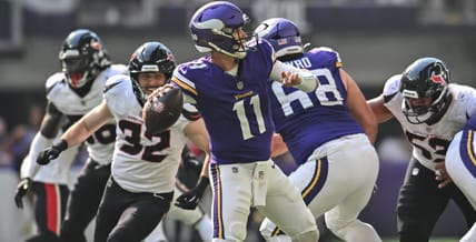 Brett Rypien throws in the third quarter against Houston.