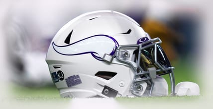 Minnesota Vikings Winter Warrior helmet before the game against the Chicago Bears at U.S. Bank Stadium.