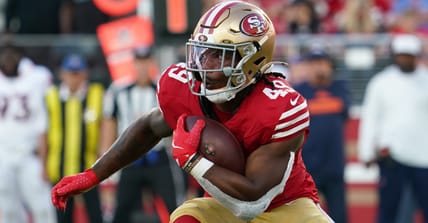 49ers RB Corey Kiner in the preseason of 2025. He signed with the Vikings in September 2025.