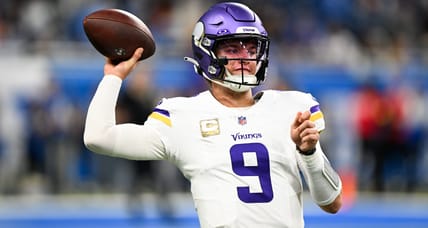 Vikings QB J.J. McCarthy at the Detroit Lions in Week 9 of 2025