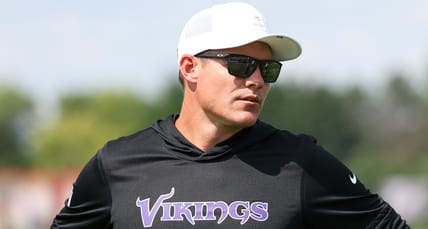 Kevin O'Connell at Vikings training camp in 2025.