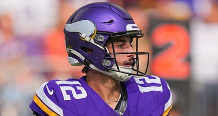 Vikings QB Max Brosmer in the 2025 preseason.