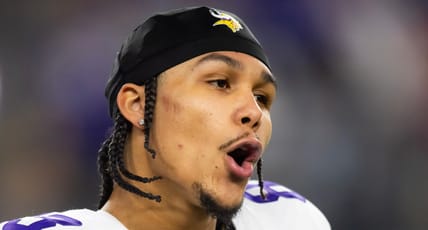 Jalen Nailor lines up during the Vikings’ 2025 Wild Card game vs. the Rams.