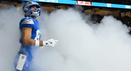 Lions TE Sam Laporta against the Bears in 2025