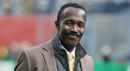 Kwesi Adofo-Mensah watches from the sideline during the Vikings’ International Series game in Dublin.