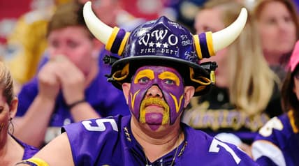 Vikings fan watching game during 2014 season opener against Rams
